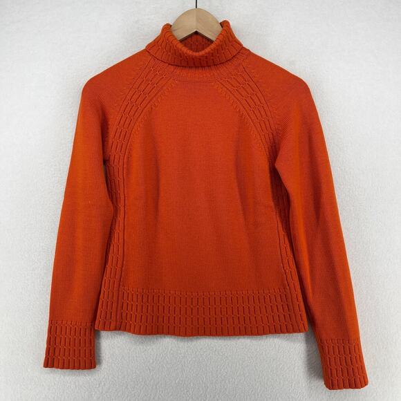 REAL CLOTHES Sweater Womens P Petite Wool Turtleneck SAKS FIFTH AVENUE Orange HK - Picture 3 of 13